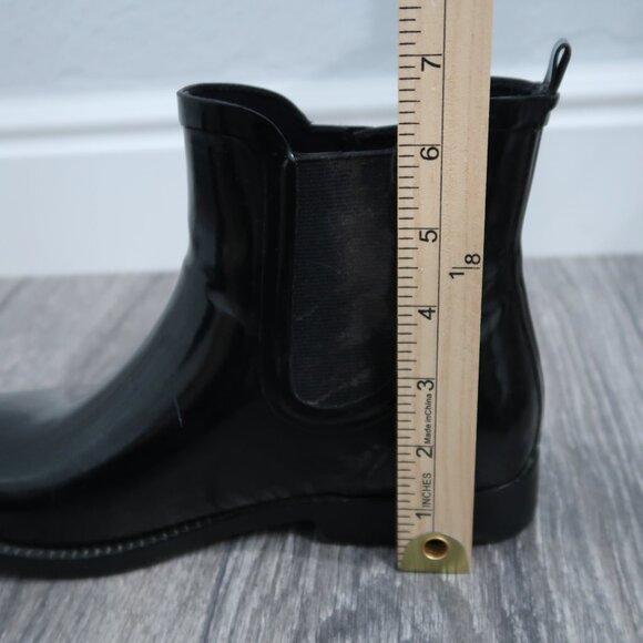 Michael Kors Shoes Womens 8 Black Chelsea Rain Boots Ankle Booties Slip On - Picture 15 of 15
